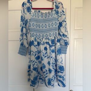 Sunday Blue and White Patterned Dress